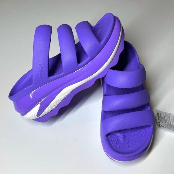 Crocs Unisex Sandals Mega Crush Triple Strap Sandal Purple / White Size- 7 - Picture 3 of 10